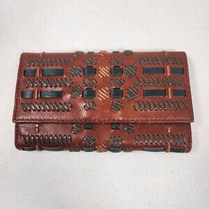 NWT Patricia Nash RFID Terresa Toast Beet Wallet P380213 Leather Teal Accent